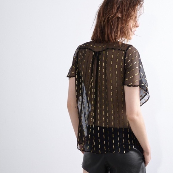Zadig & Voltaire Tonia Shiny Chiffon top in Black size XS - Picture 3 of 13